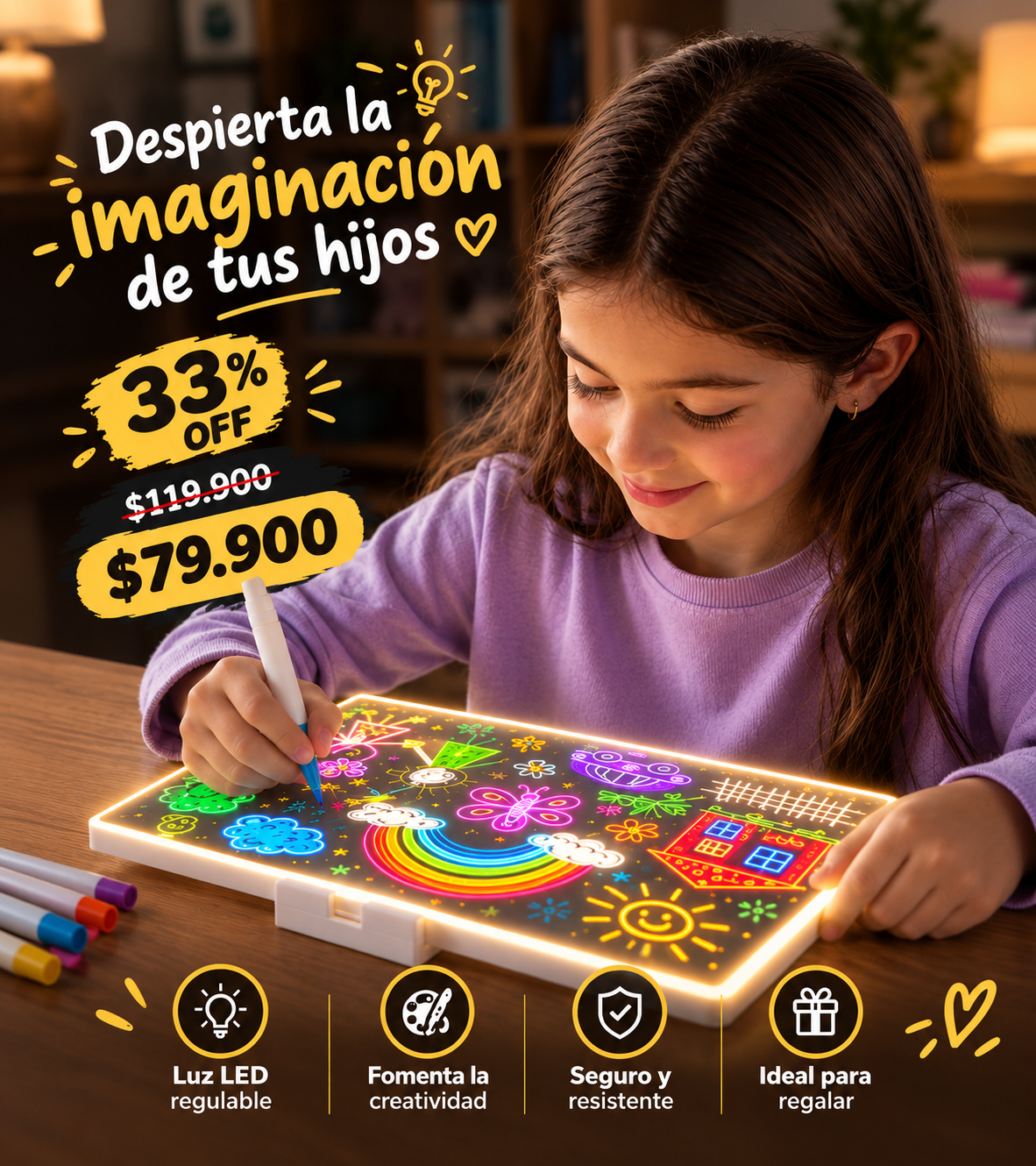 Tablero Kids Luz Led