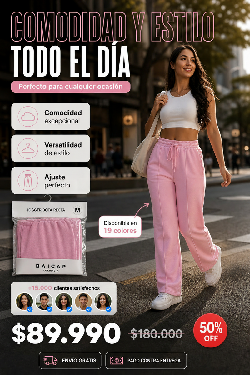 Jogger Bota Recta Dama | Comodidad y Estilo en 19 Colores